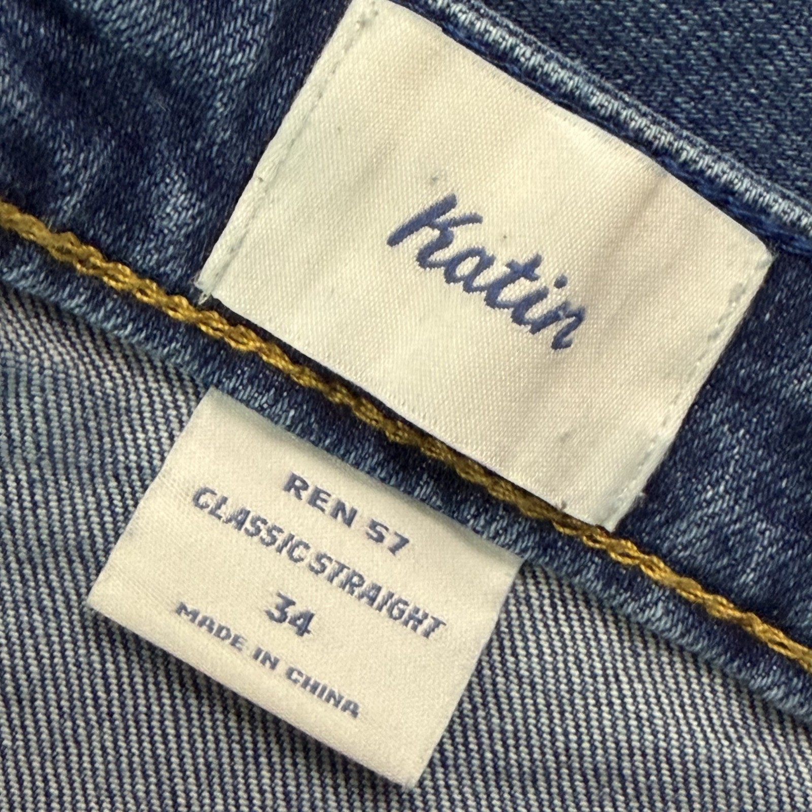 Katin Jeans Mens 34 Straight Mid Rise Medium Wash Denim Stretch Classic Ren 57