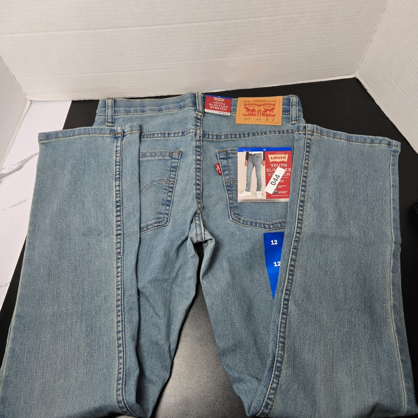 Levis 511 Youth Boys Slim Flex Stretch Denim Jeans Found Medium Wash Blue Sz 12