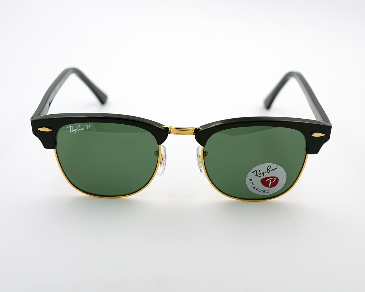 Ray-Ban Sunglasses RB3016 Clubmaster Classic Polished Black & Gold Frame 51mm