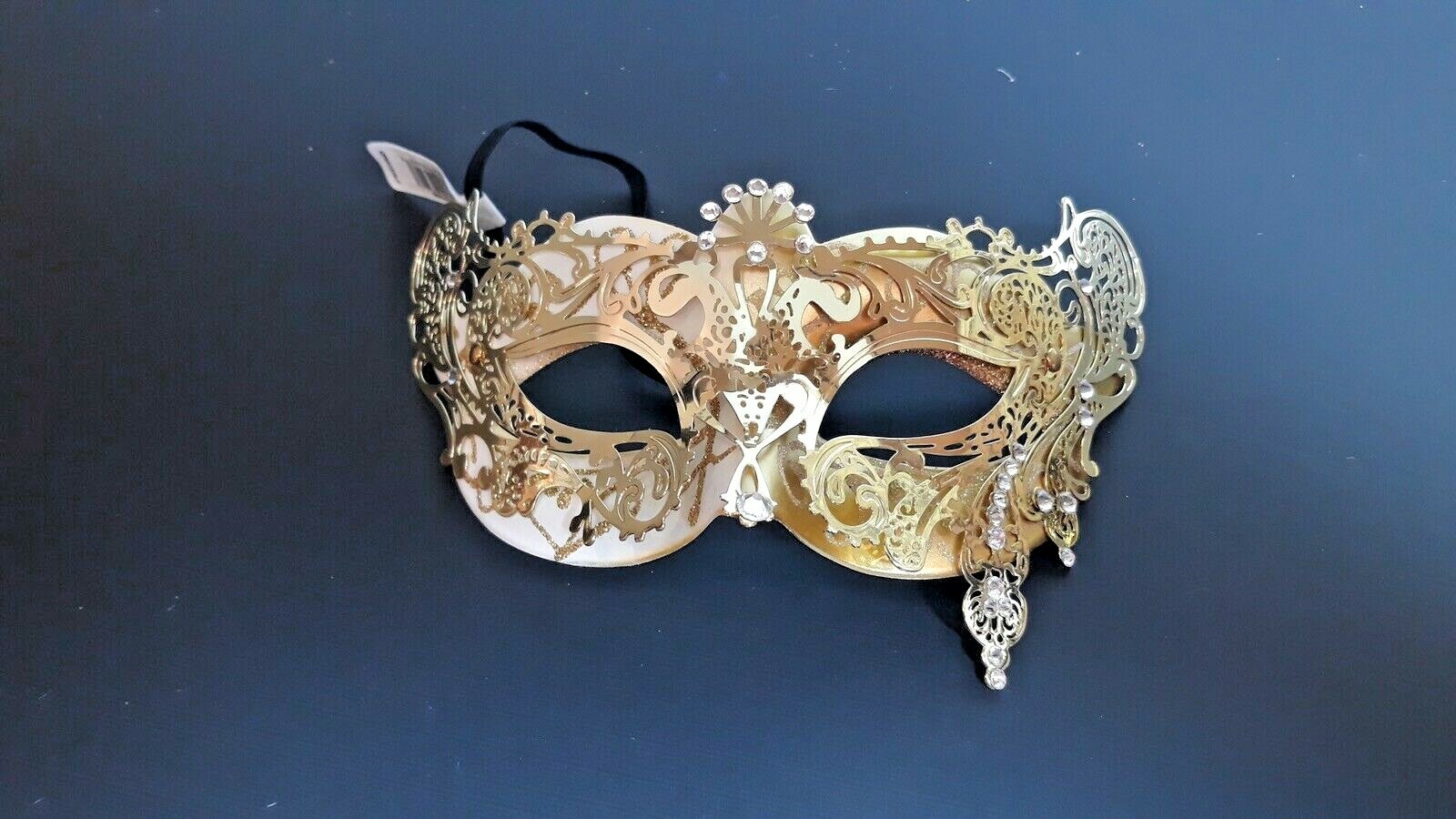 Masquerade Woman’s Eye Mask Light Metal Design With Rhinestones Gold