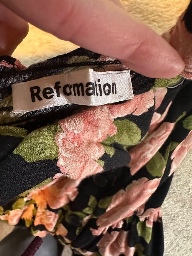 Reformation Saltillo Black Floral Midi Sun Dress