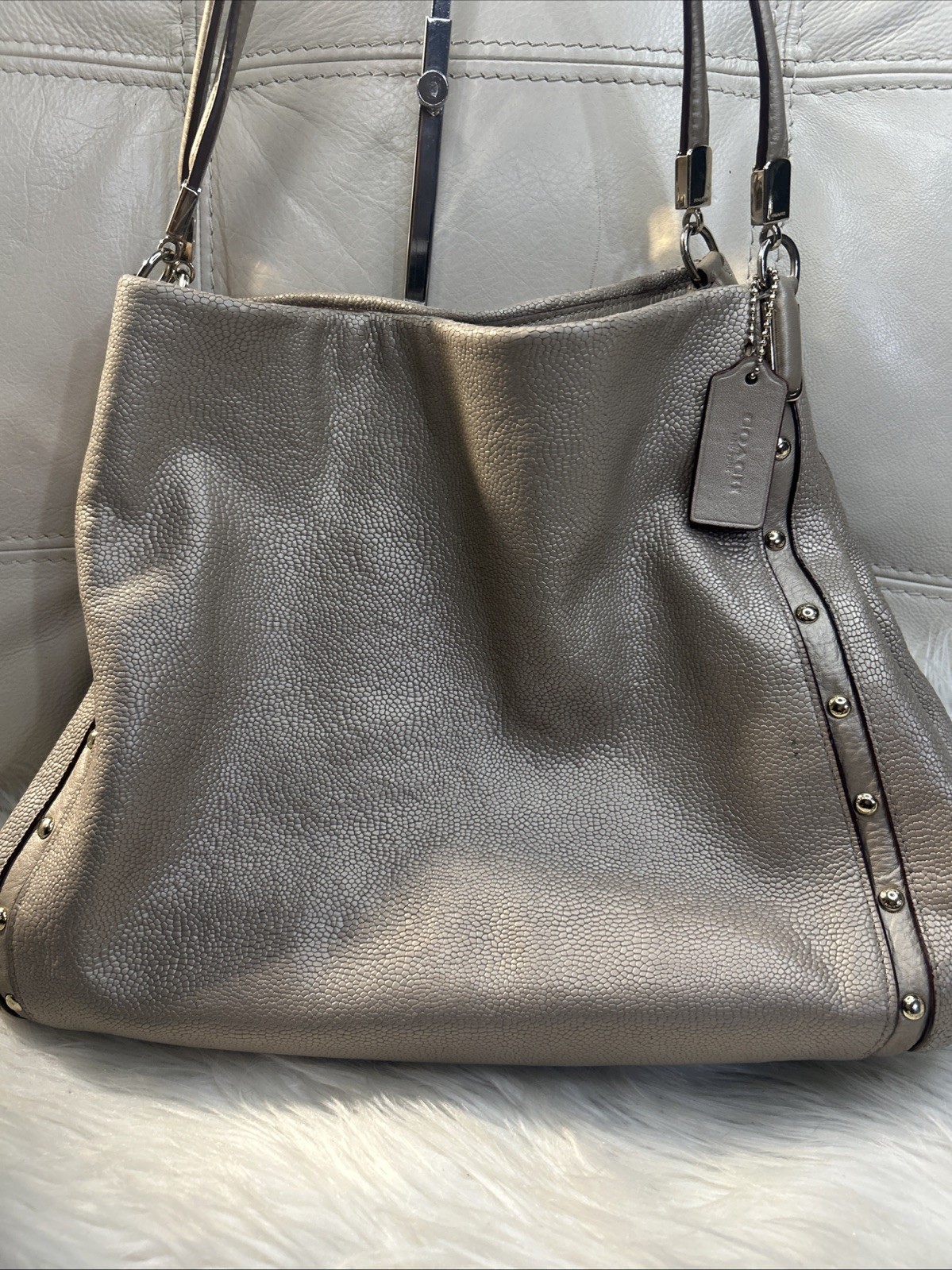 Coach Bag F35211 Phoebe Madison Studded Caviar Ret$495. Metallic Neutrals