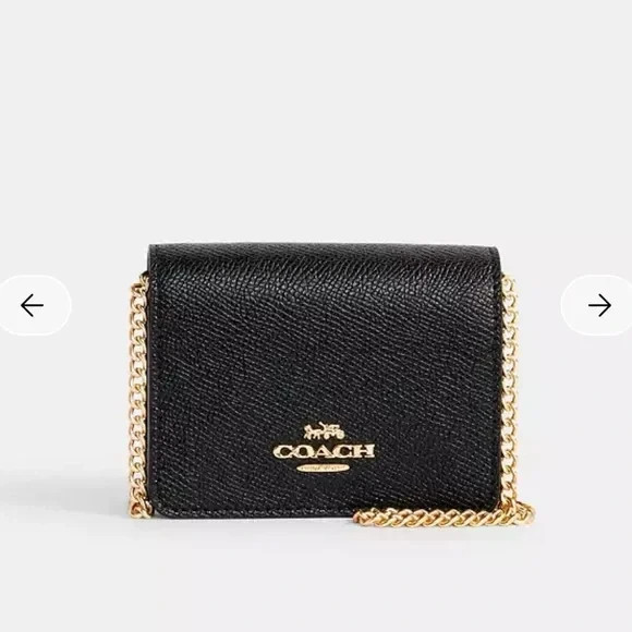 NWT🍎Coach Mini Wallet On A Chain in Black Bag Card Case C0059 Gift Casual