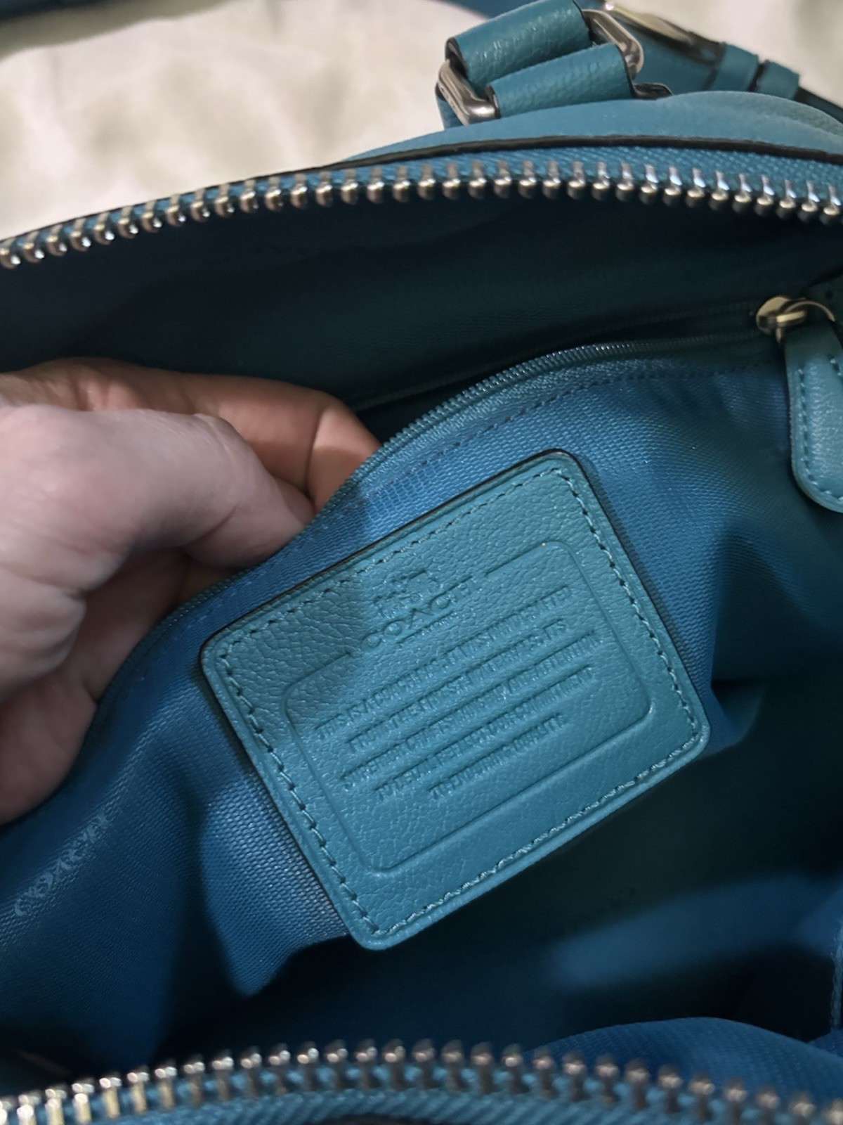 Coach Rhyder Turquoise Satchel Silver Hardware Studded Turn Lock