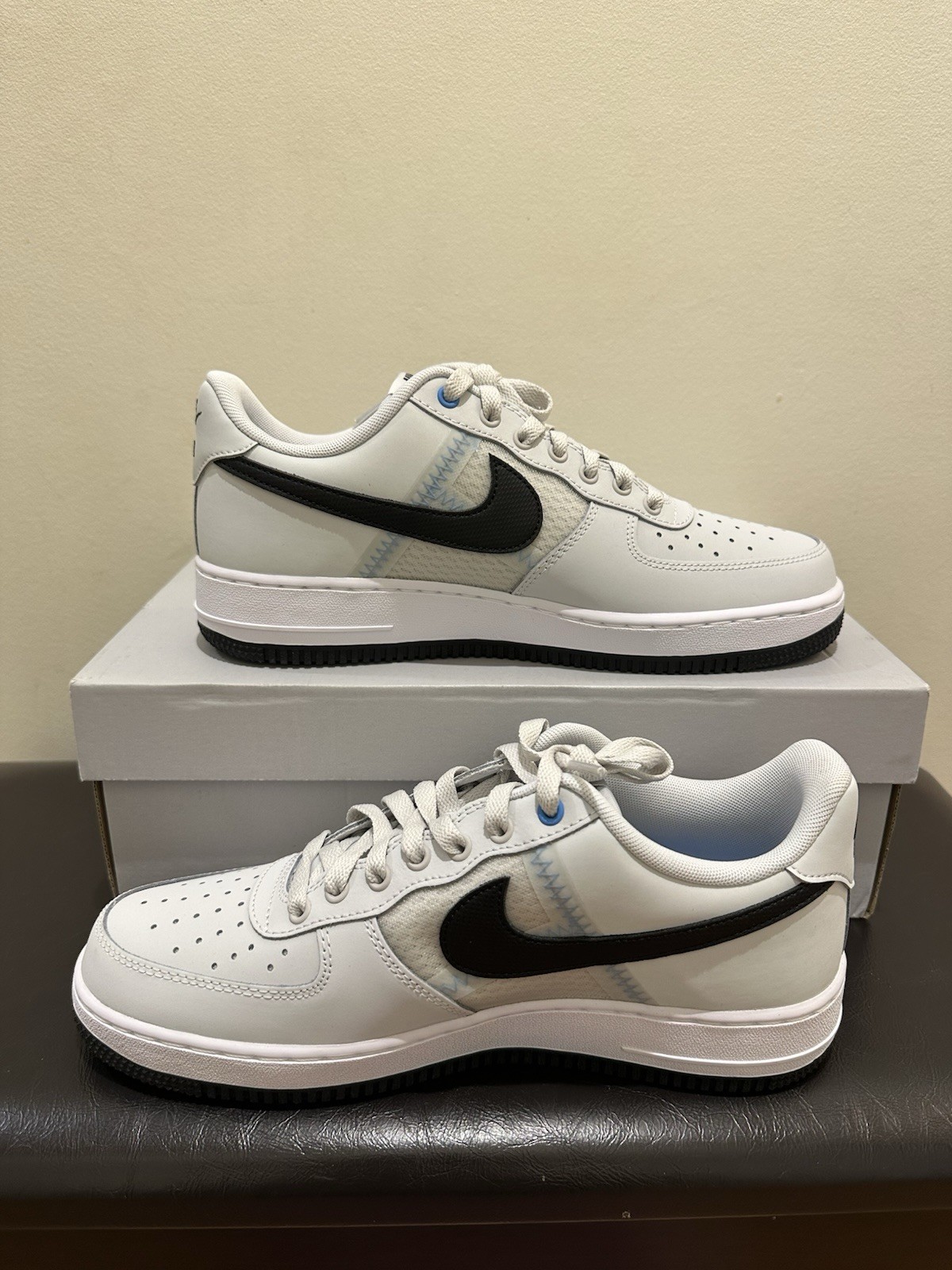 NIB Men Nike Air Force 1 Low ’07 LV8 SE Mesh Tape Photon Dust Blue IH4462-001