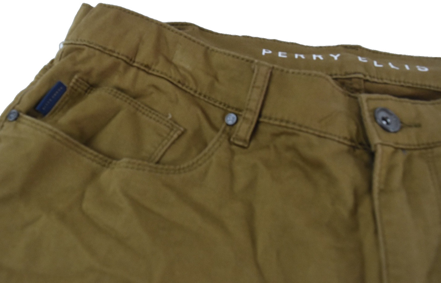 Perry Ellis Mens Chino Pants New 40X30 Brown Stretch 5 Pockets Slim Fit