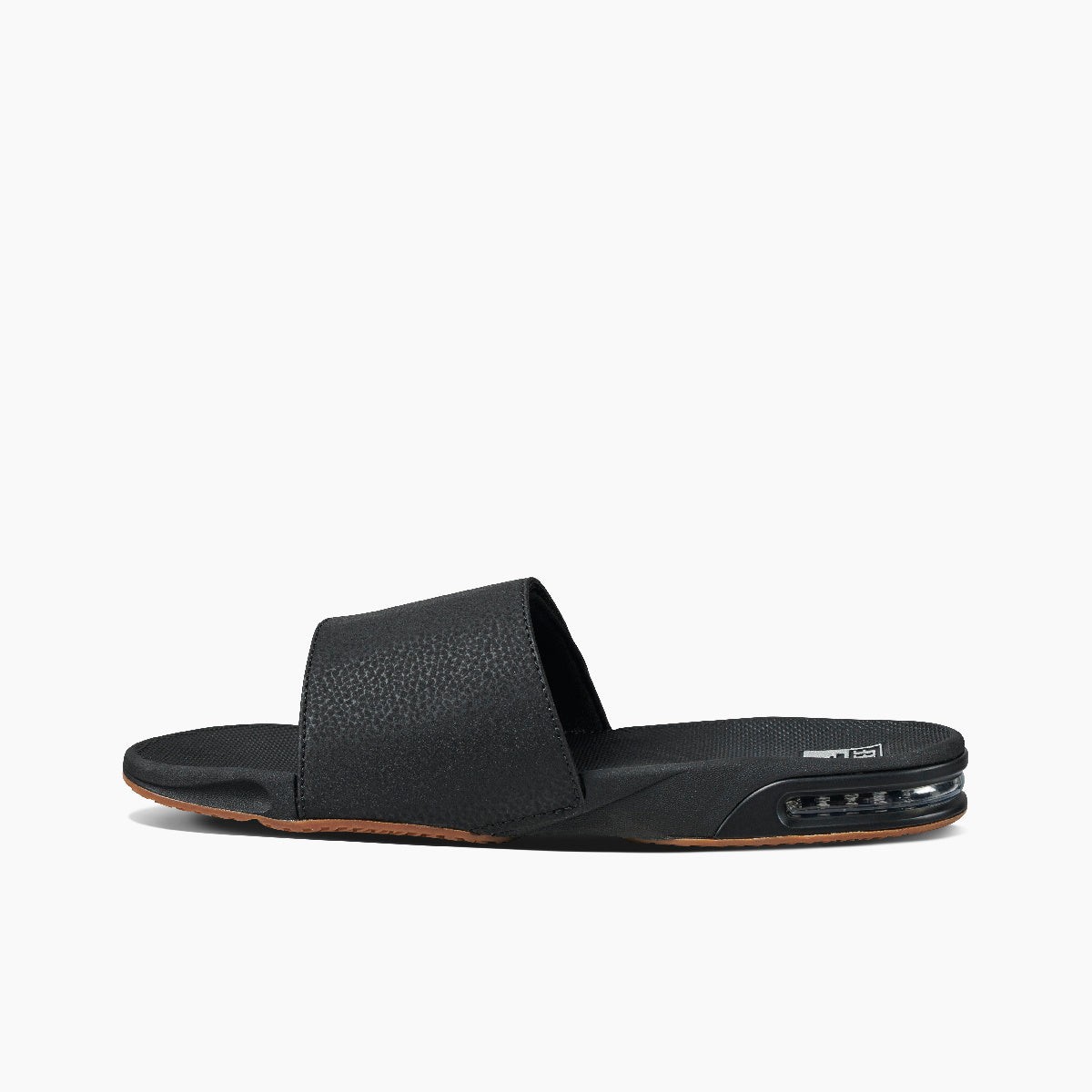 REEF Men’s Fanning Slide Bottle Opener Regular Sandal – Black/Silver, Sizes