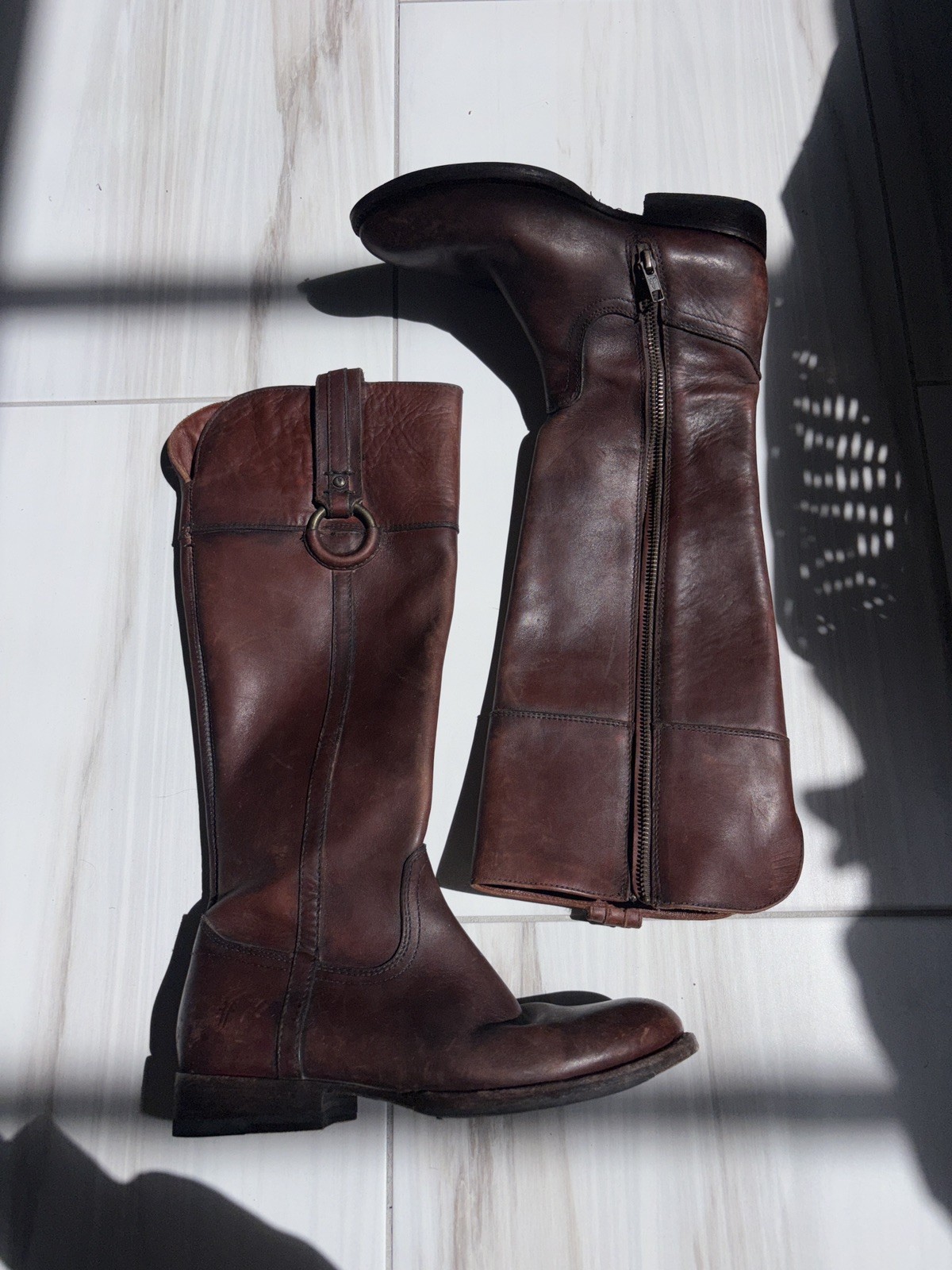 Frye Jamie Ring Tall brown/burgundy leather boots Size 6.5 Women’s
