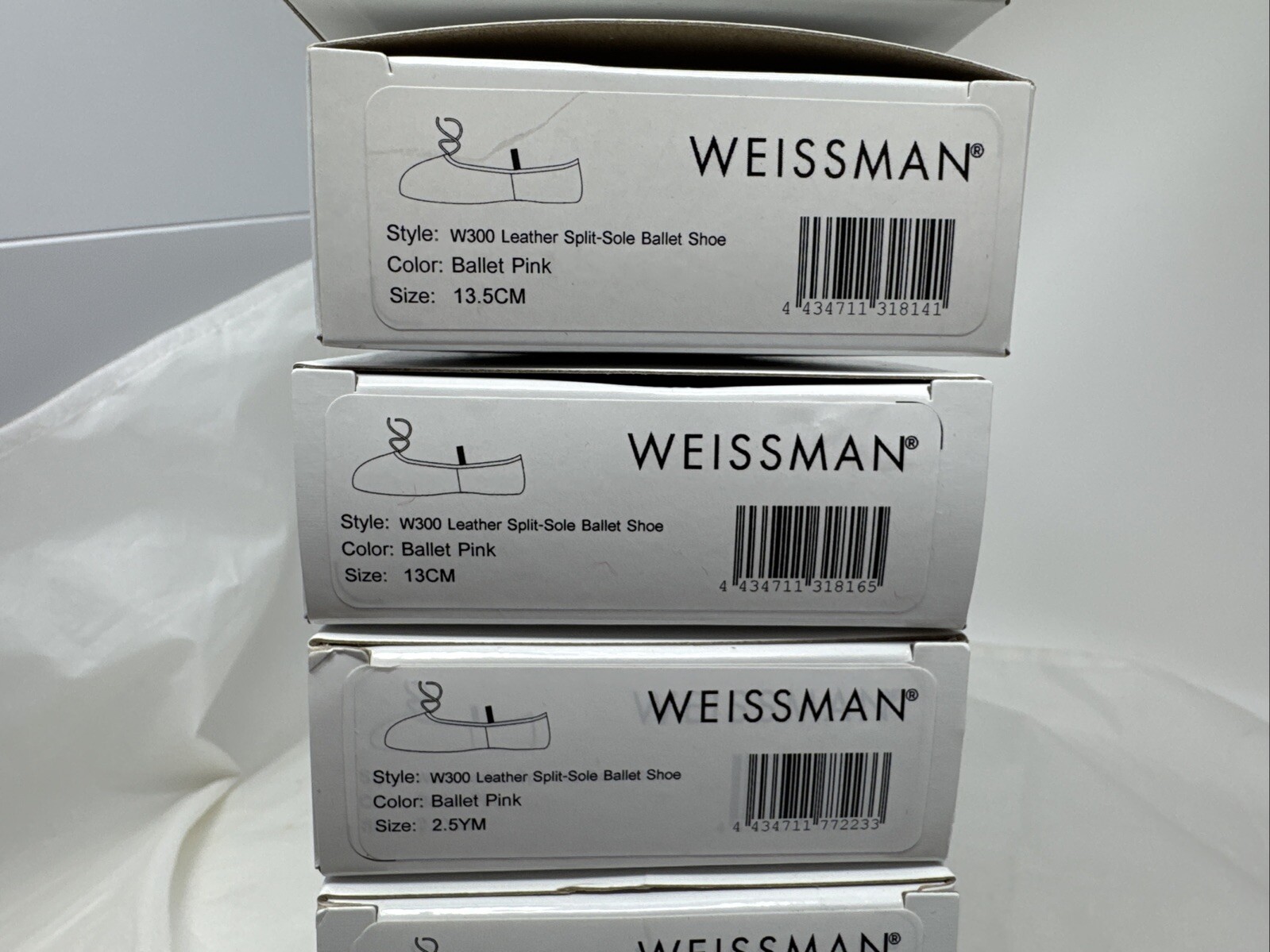 Weissman Ballet Pink Split Sole Leather Ballet Shoes Child, Youth, Adult Sz New
