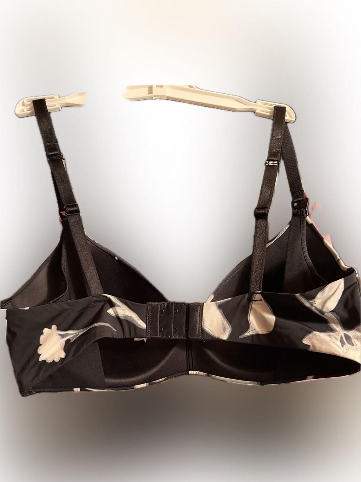 Auden Black Bra with White Floral Print