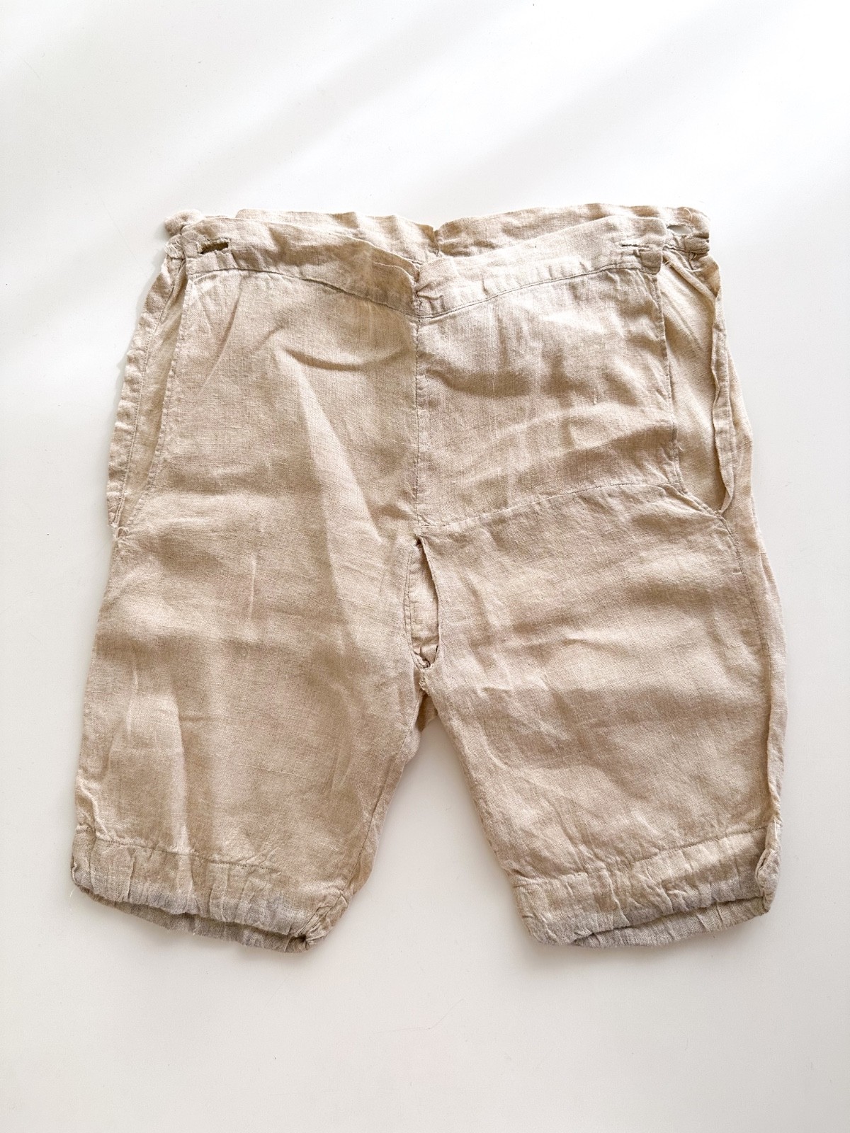 Antique 1900s Boys Linen Cotton Shorts Undergarments With Side Buttons