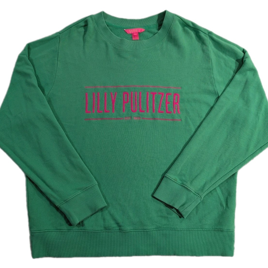 Lilly Pulitzer Ballad Long Sleeve Sweater Spearmint Green Logo Sz Lg