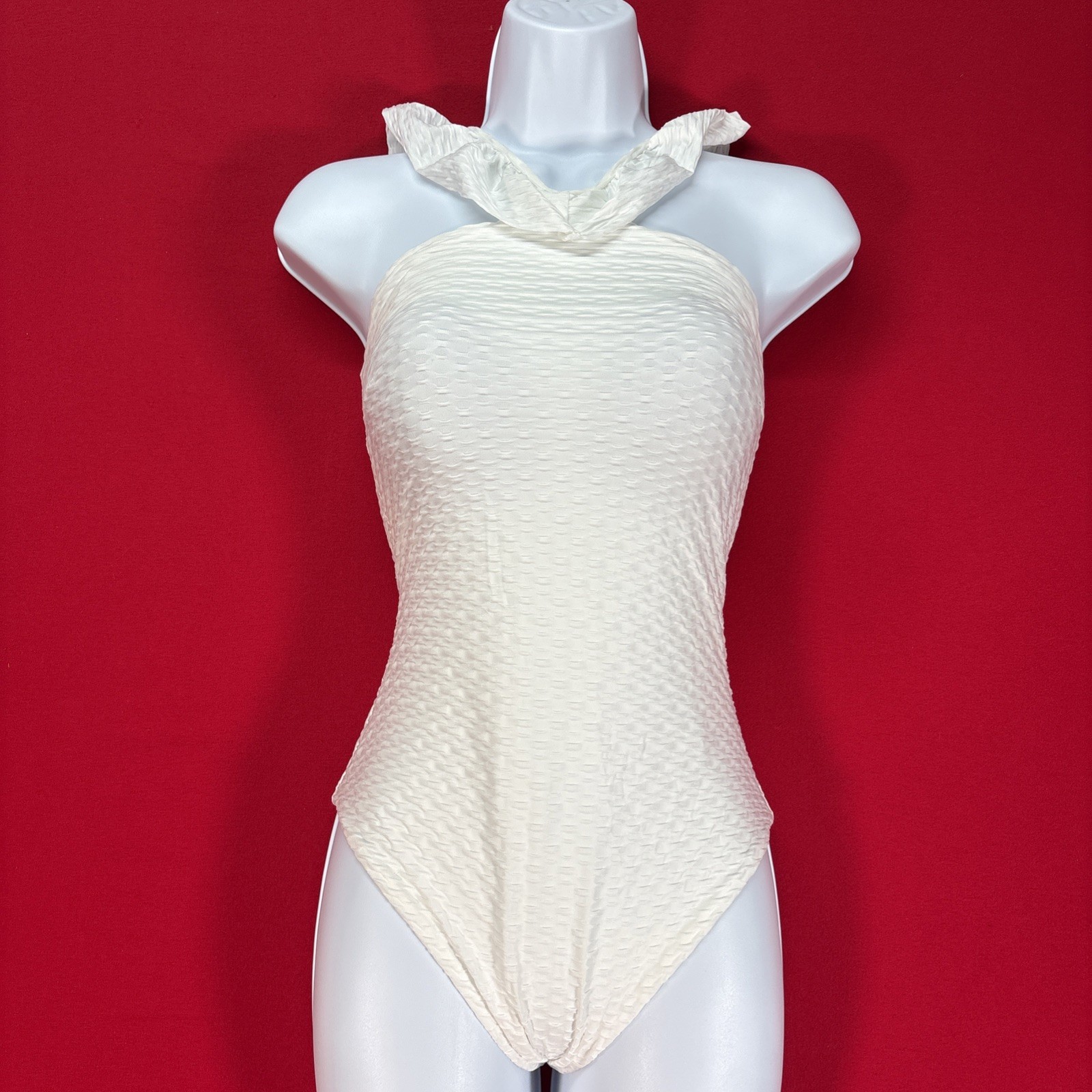 Corpo women’s 1 piece Natural White swimsuit size Medium High End Swimwear W15