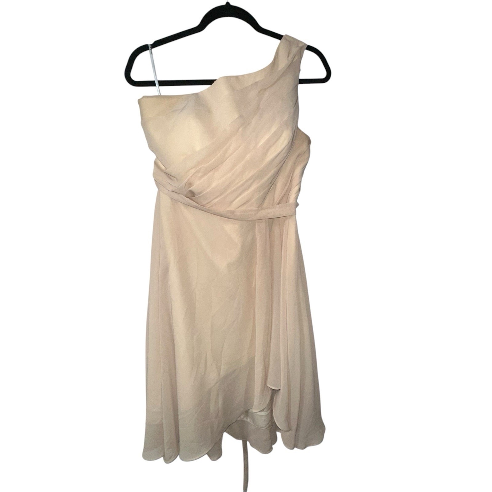Gal Avitan Women’s 12 Dress Beige One Shoulder Mini Formal Wedding Couture