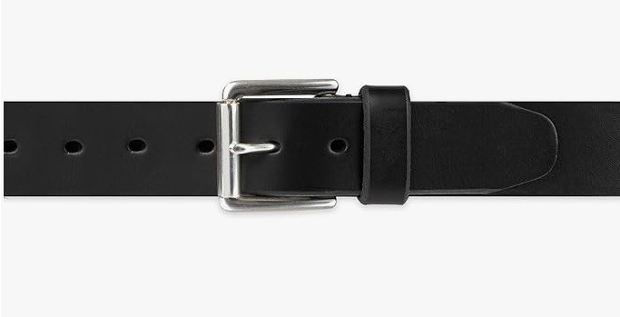 DOCKERS MEN’S BELT BLACK 100% LEATHER – Casual Classic Silver Buckle SIZE 36