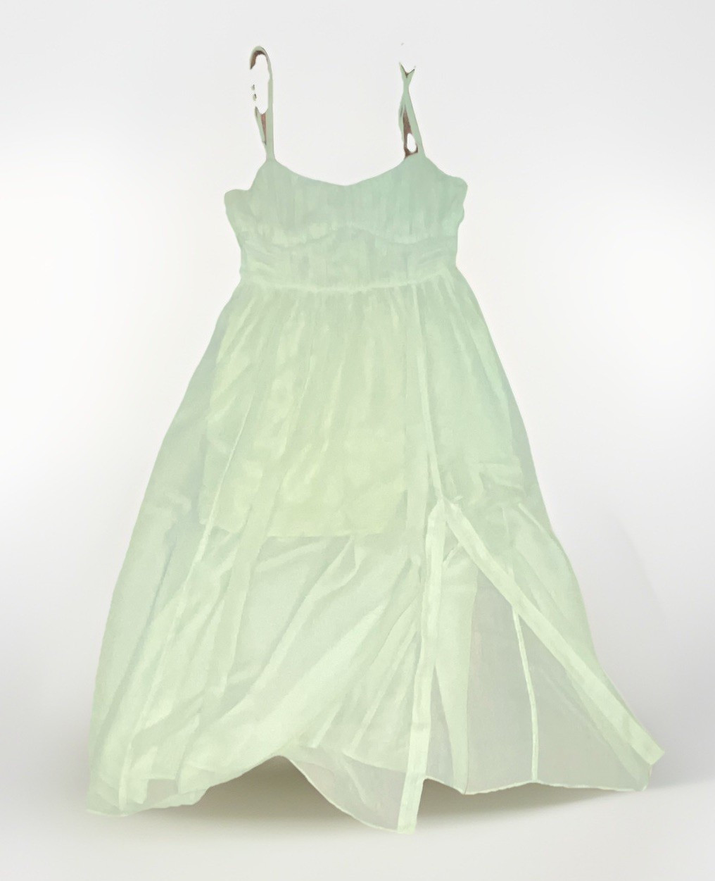 Abercrombie & Fitch Light Green Smocked Strappy Maxi Dress Square Neck S F12