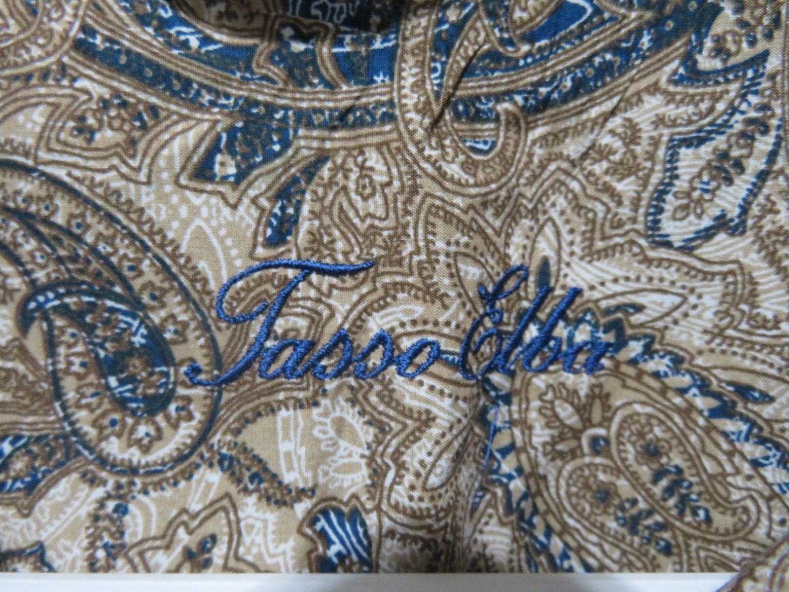 Tasso Elba Brown & Blue Paisley Long Sleeve Button-Up Shirt Men’s XXL 2XL