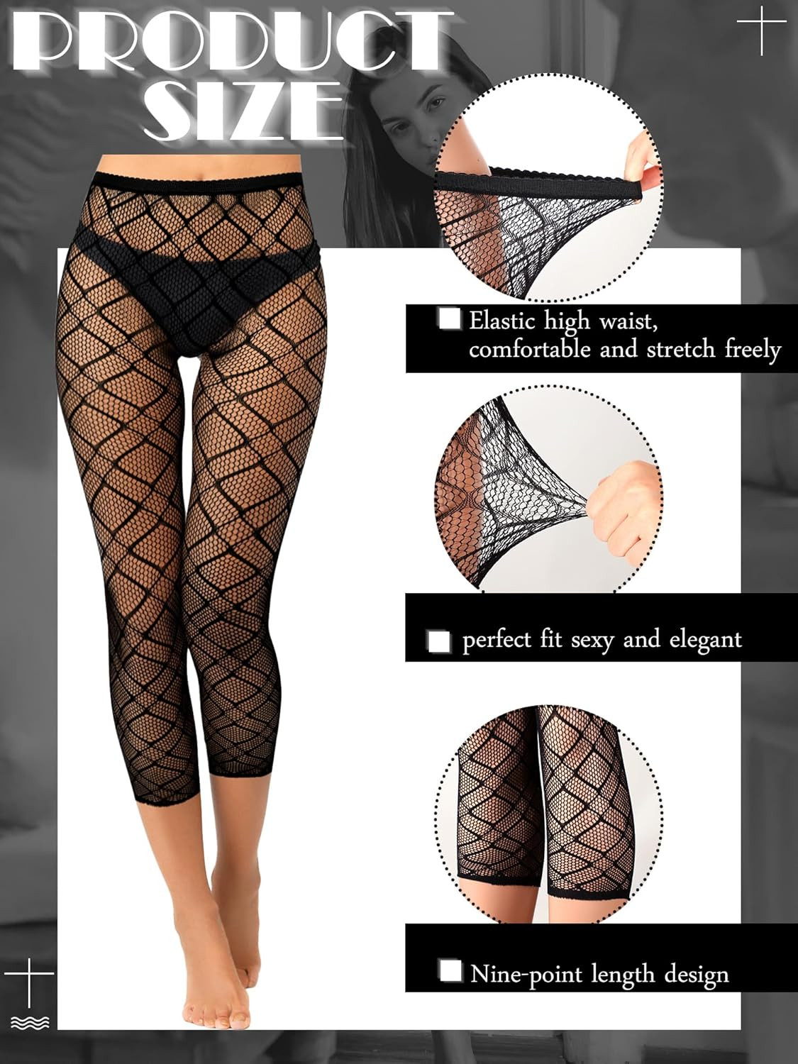 6 Pcs Footless Fishnet Tights for Women Fishnet Thigh High Stockings Lace Mes…