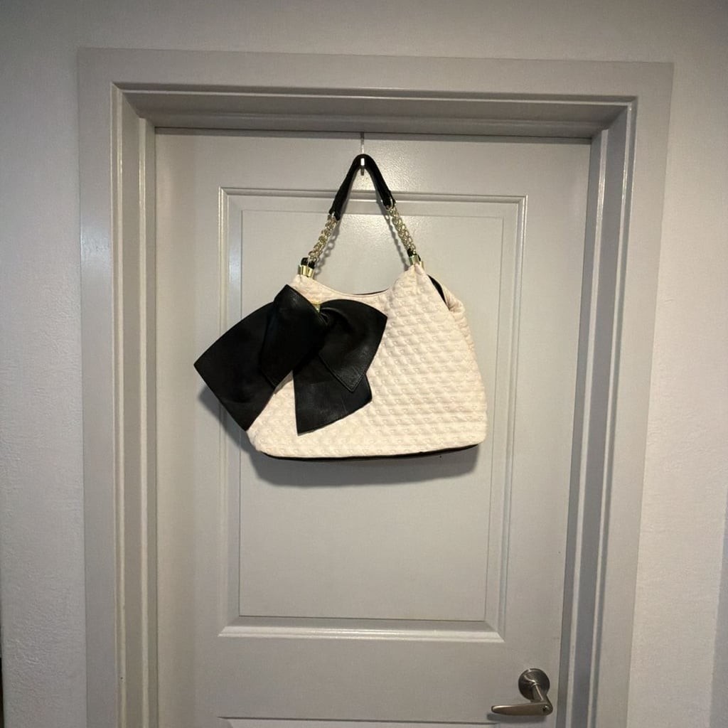 Betsey Johnson Quilted White and Black Bow Shoulder Bag