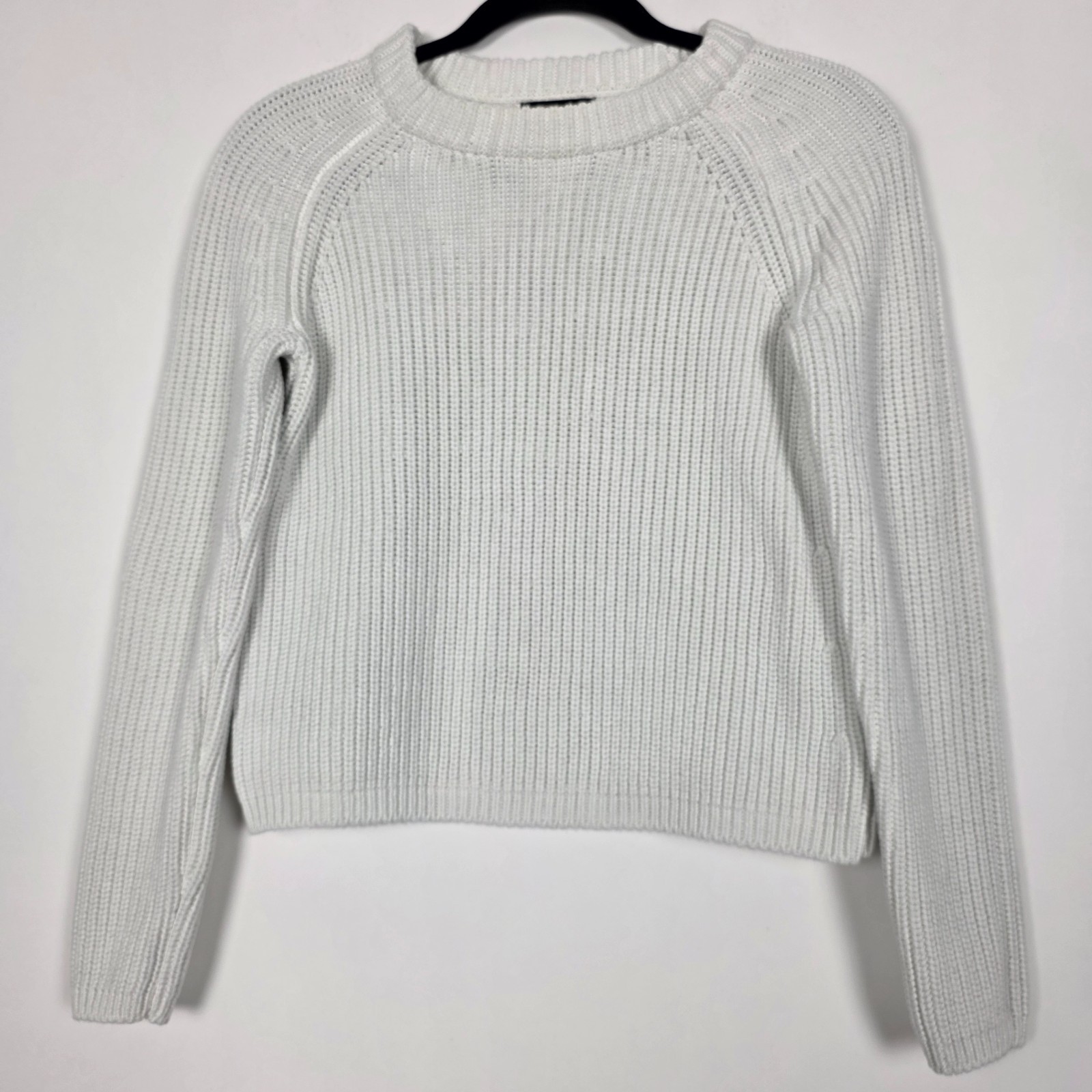 Quince Shaker Fisherman 100% Organic Cotton Knit Women XS White Pullover Sweater