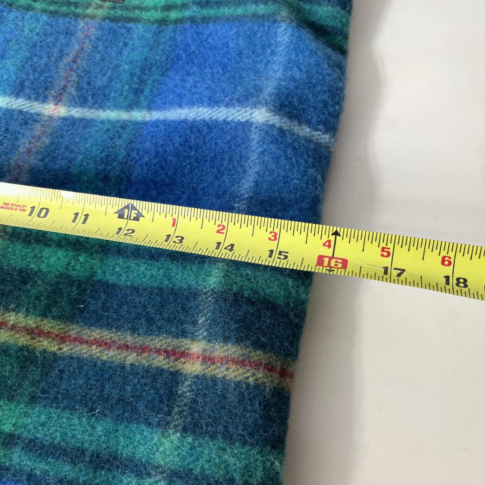 Patrick King woolen company Marino woolToteBag NEW Plaid Blue Green Tartan