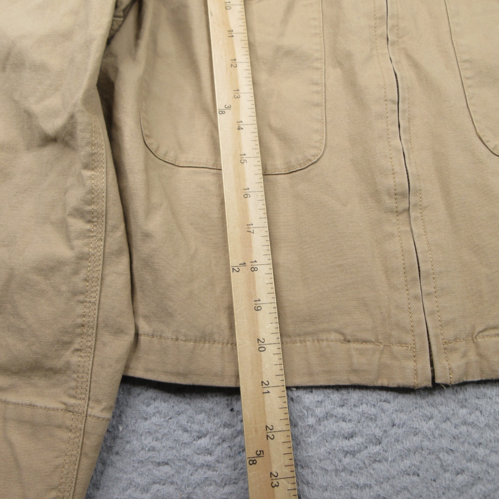 Uniqlo Crop Jacket Womens Large Beige Canvas Corduroy Collar Full Zip