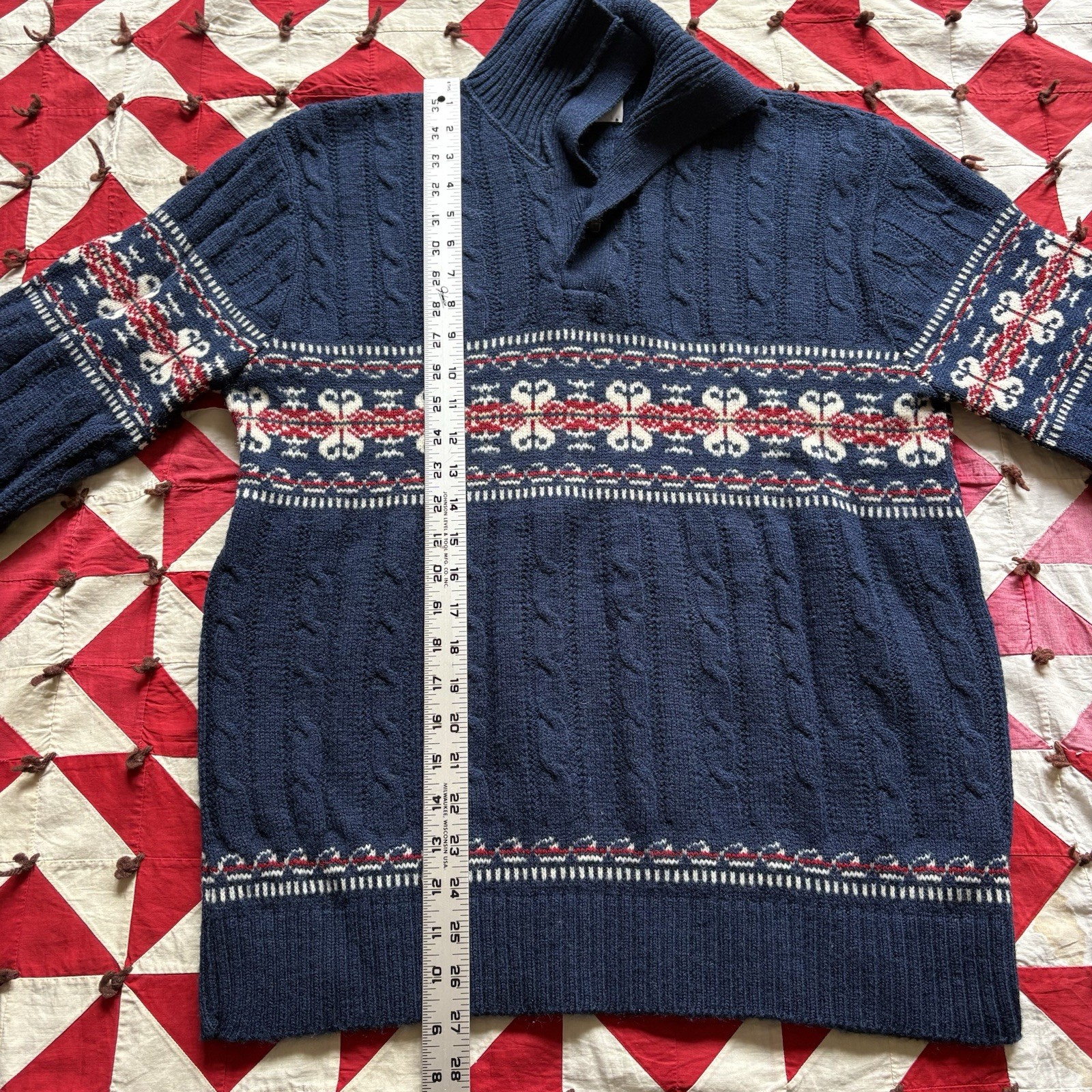 Vintage Jantzen Collared Sweater Blue Mens Wool Blend 1970s