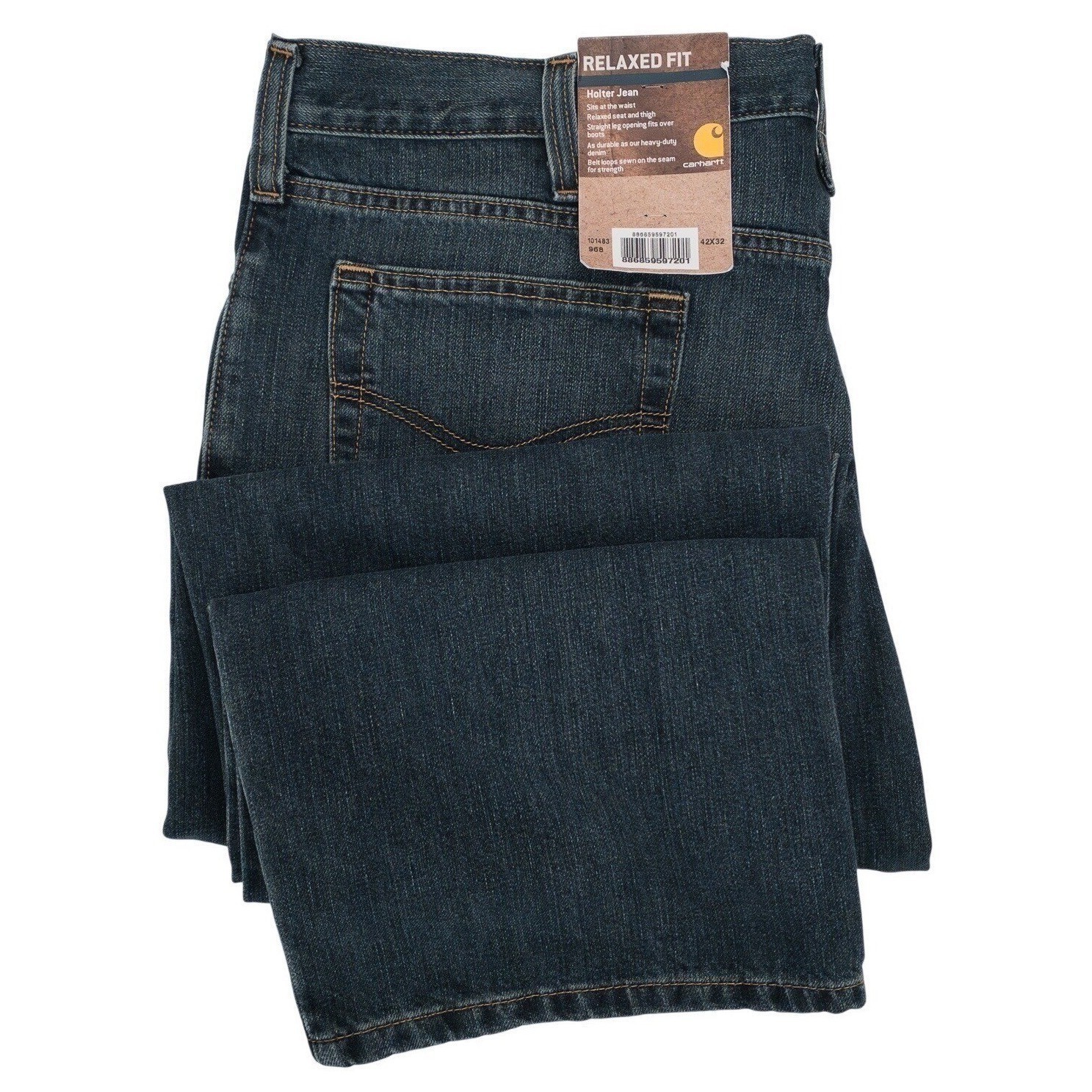 Carhartt Relaxed Fit Holter Jean Mens 42×32 Dark Wash Denim Workwear