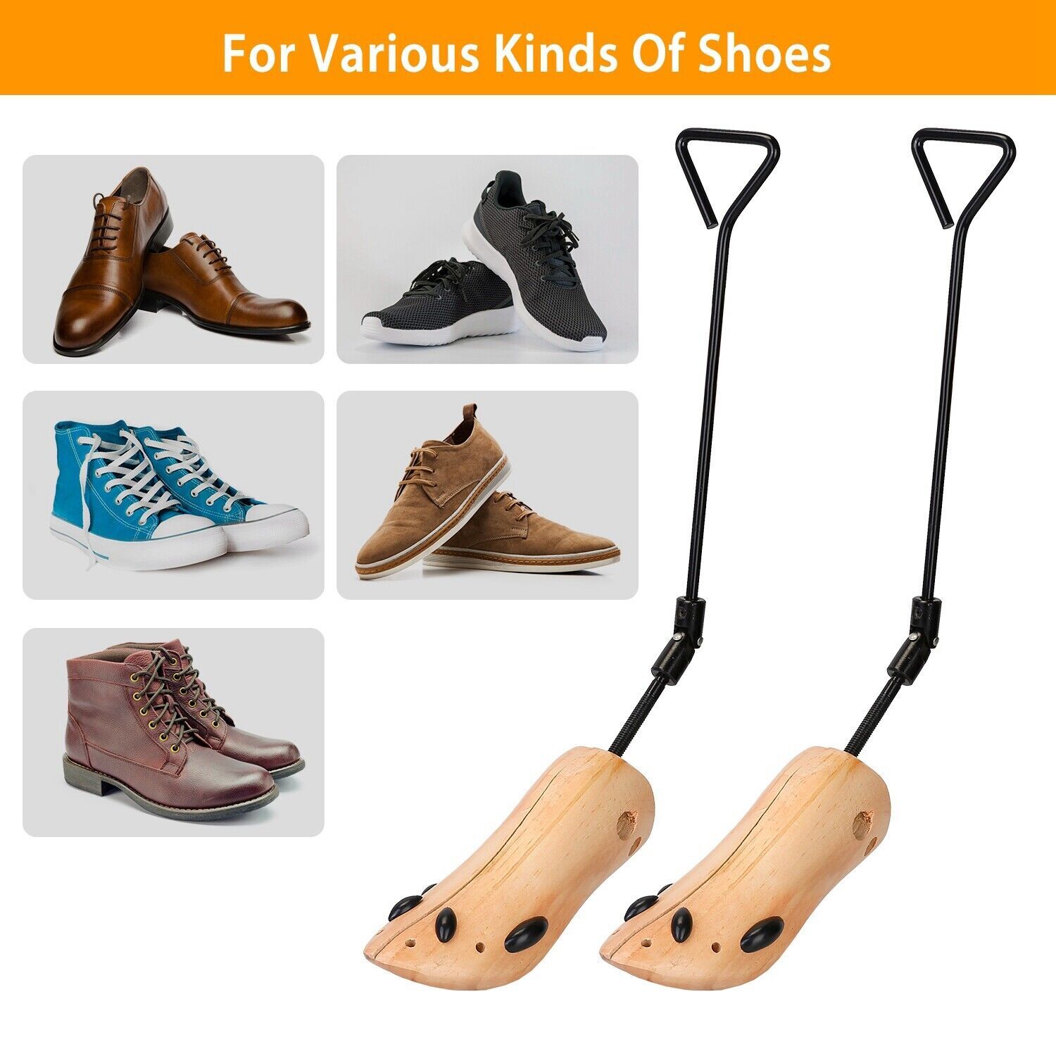 2PCS Wooden Boot Stretcher Adjustable Shoe Shaper Widener Expander for Men Women