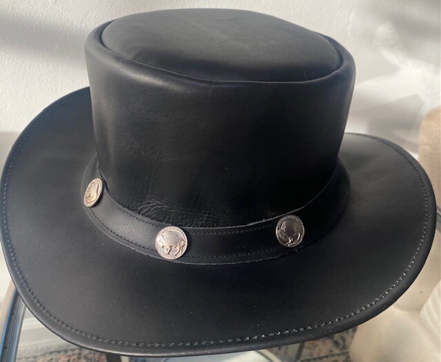 Black & Brown Genuine Leather Cowboy Western Hat Unisex