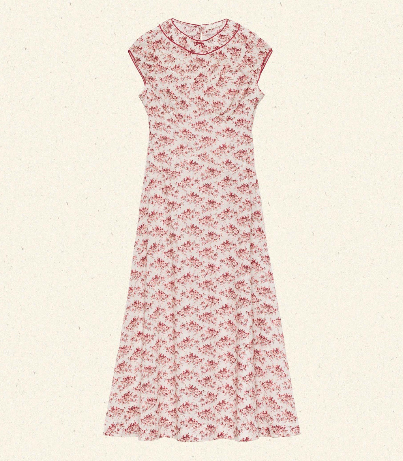 Doen Raphaela Ivory/Red Floral Maxi Long Dress Ruffle Trim XXS