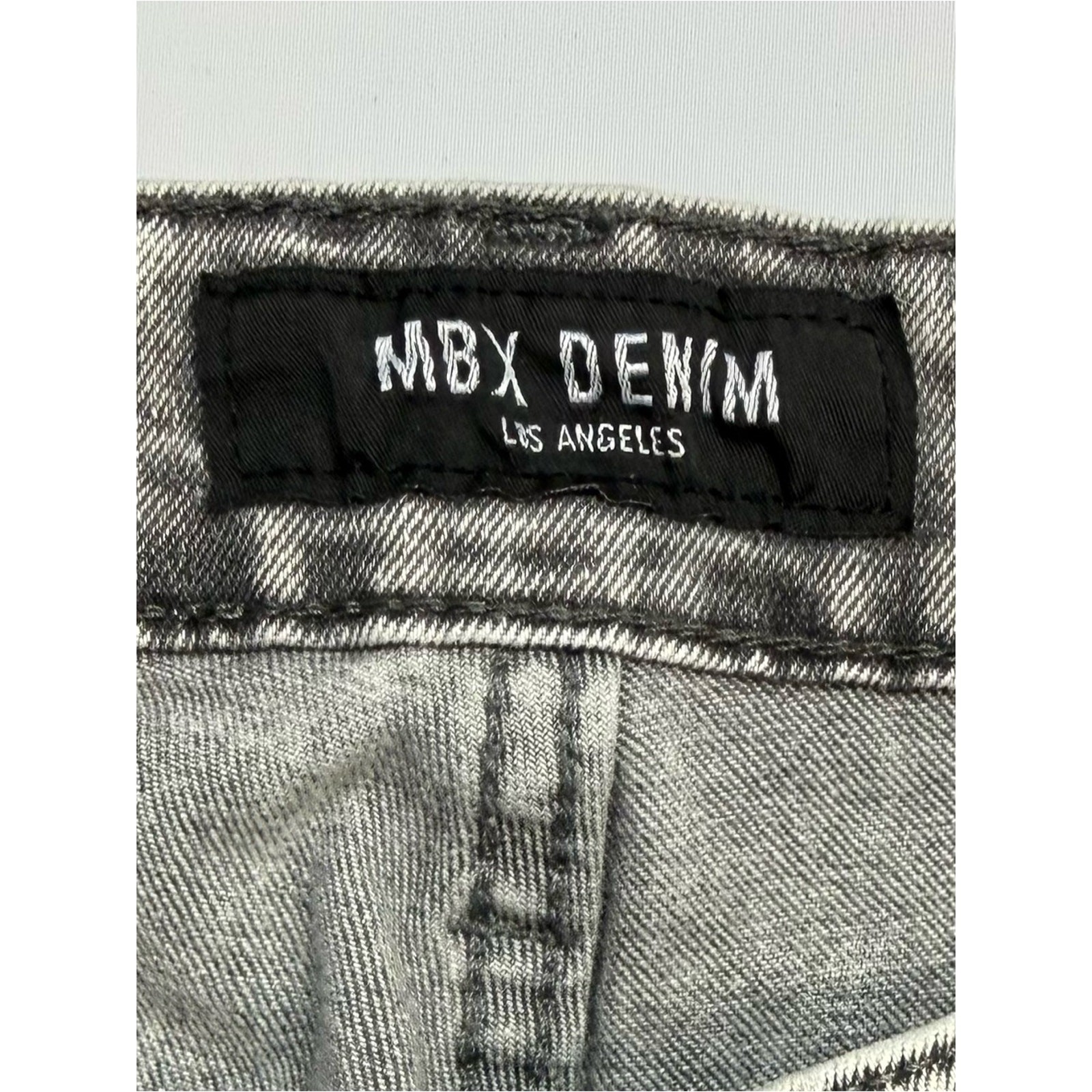 MBX Denim Men’s Distressed Grey Acid Wash Jeans 36×30 Streetwear Y2K