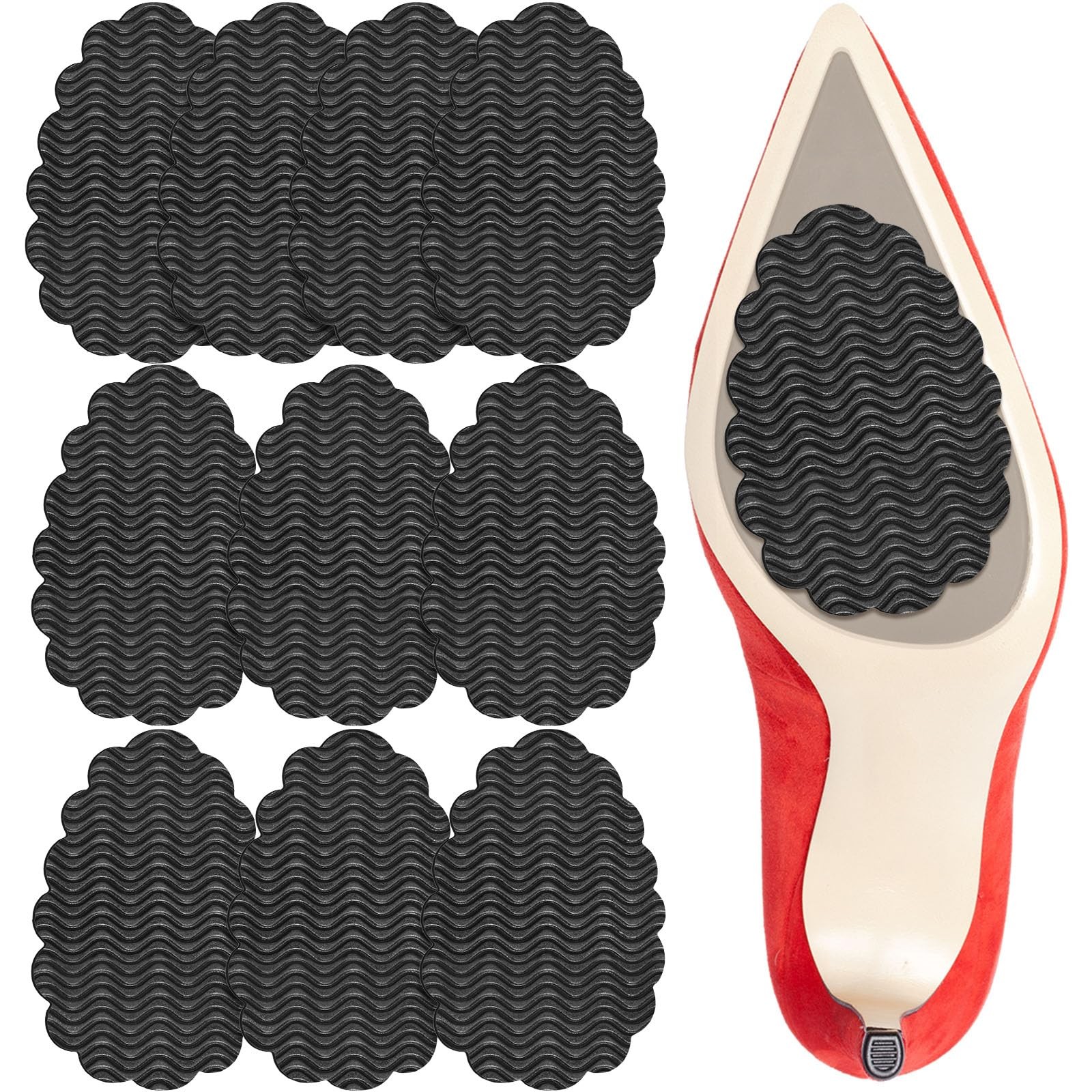 Eurzom 10 Pcs Non Slip Sole Pads for Bottom of Shoes 3.7 X 2.6 Inch, Black