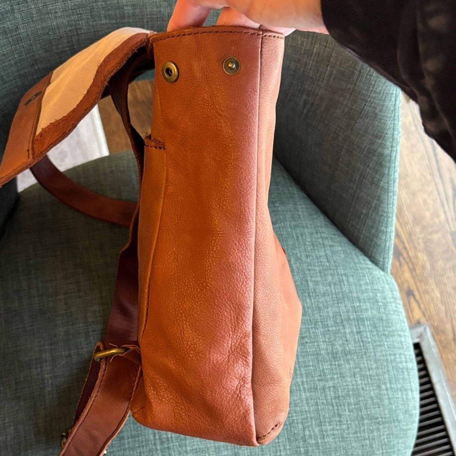 American Leather Co. brown Women backpack Bag purse neutral classic everyday GUC