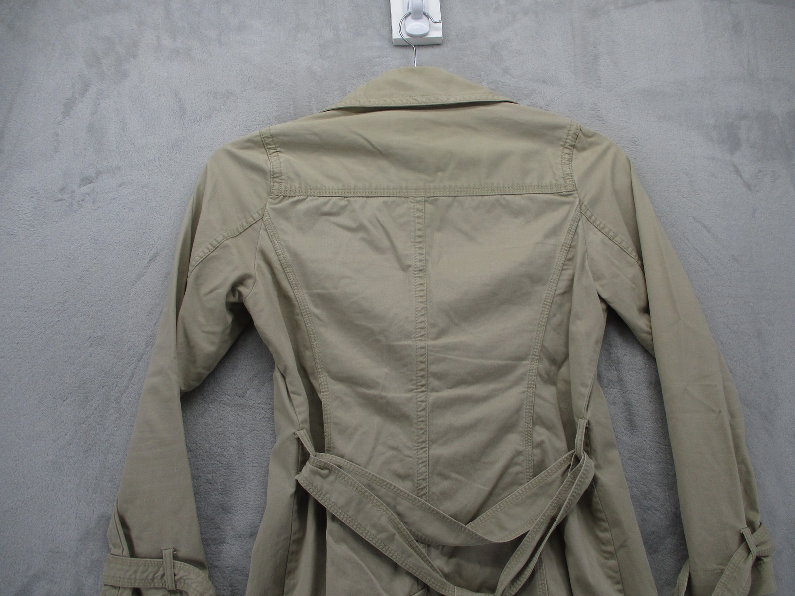 Sonoma Trench Coat Jacket Womens Small Tan Double Breasted Belted Spring Classic