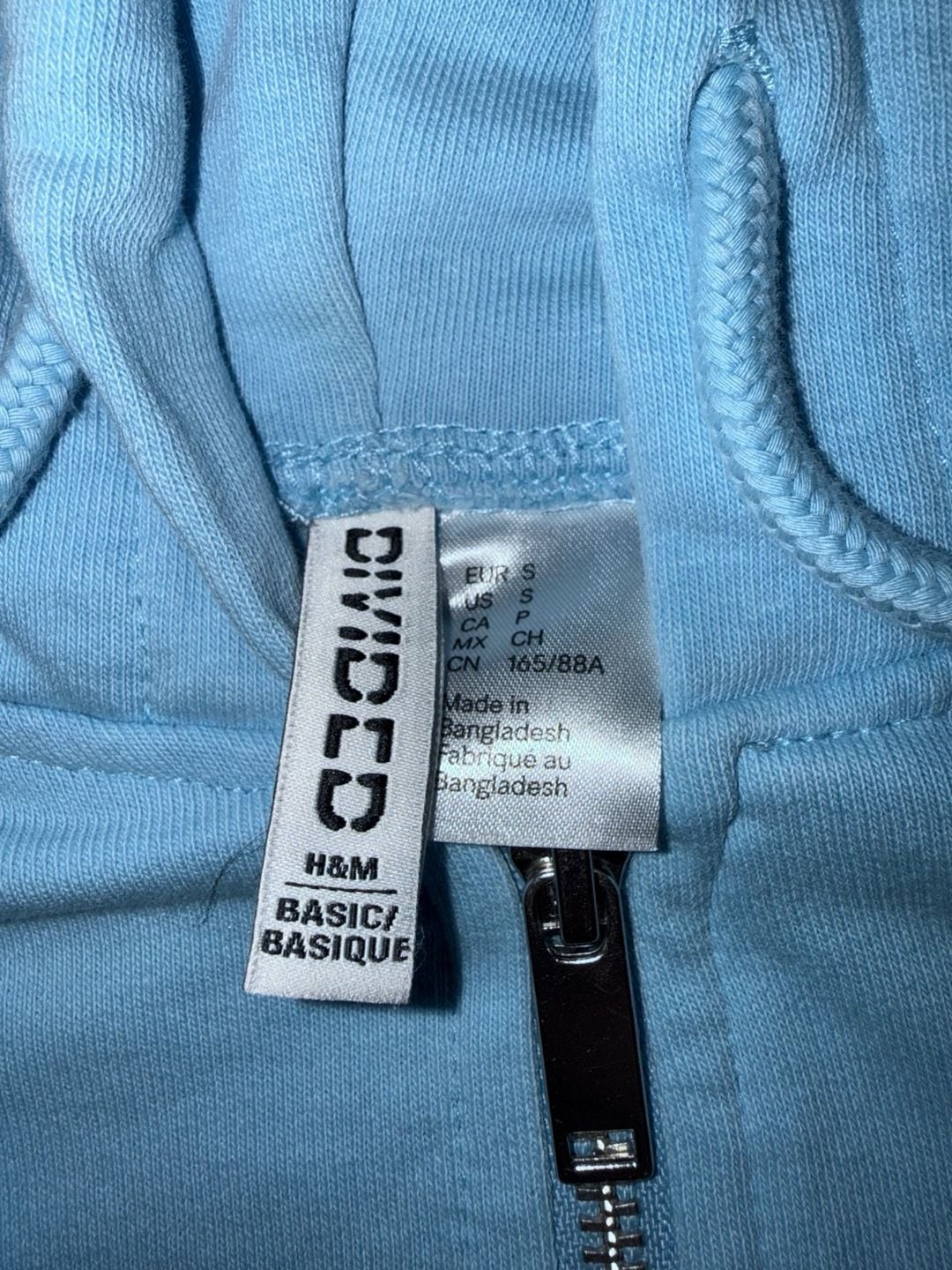 H&M DIVIDED Basic Light Blue Full-Zip Cropped Hoodie