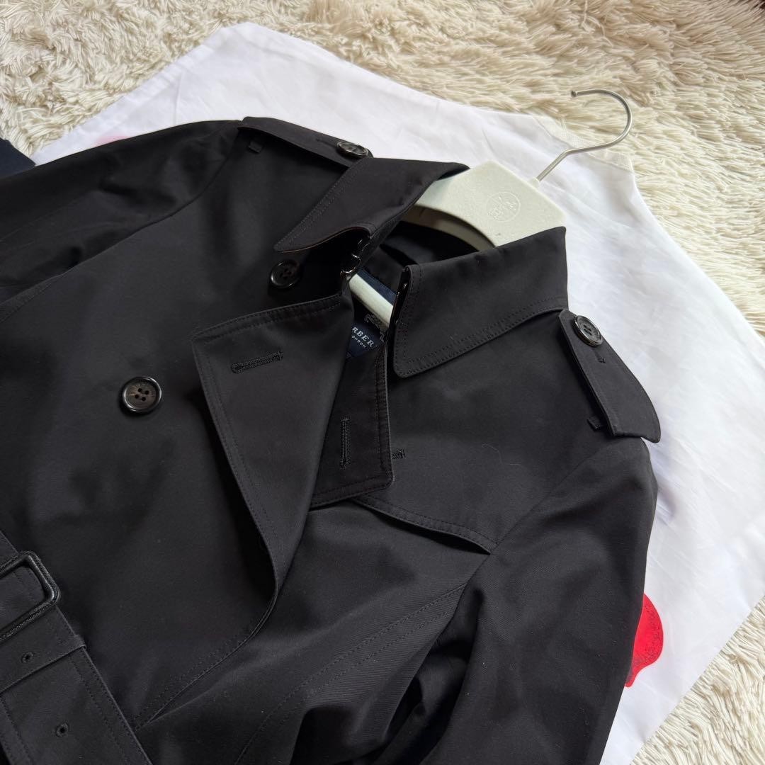 Burberry London Black Coat Removable Wool Liner Women’s Size 36 Belted Check