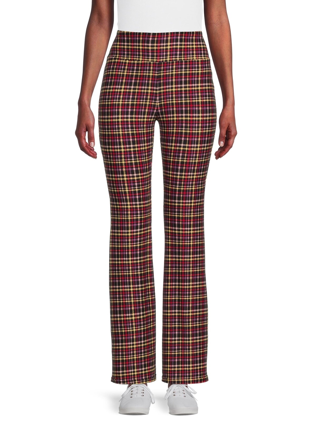 New No Boundaries Plaid Knit Flare Pants Juniors Women Many Sizes