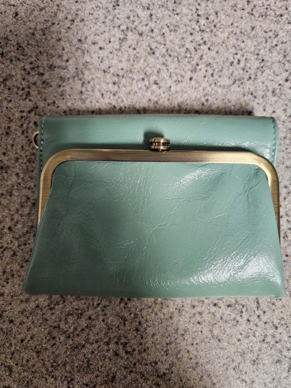 HOBO Mint Green Frame-Top Clutch Wallet with Gold Hardware (HOBO Robin Compact )