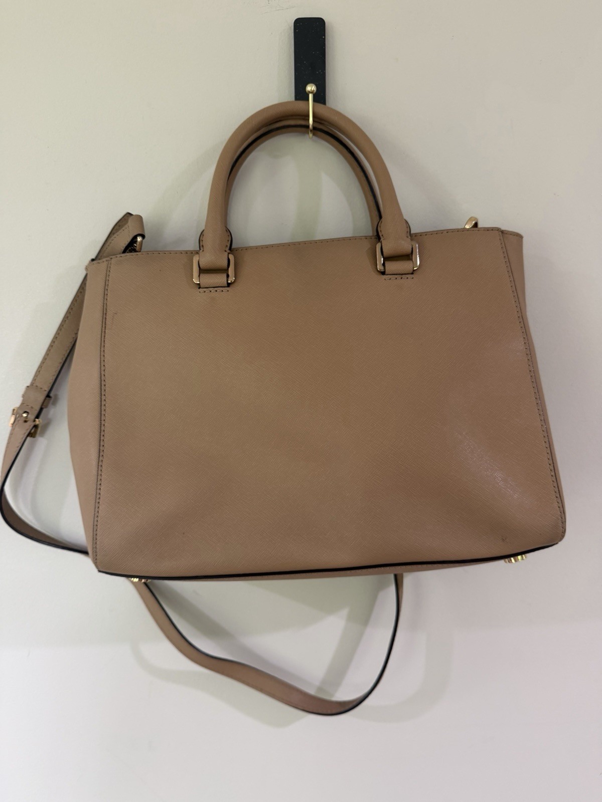 MICHAEL KORS SAFFIANO LEATHER SATCHEL Medium Beige
