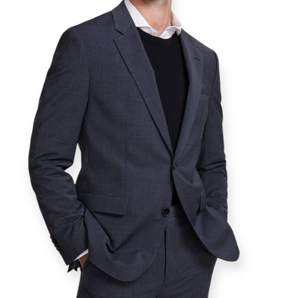 Hugo Boss NWT Men’s Modern-Fit Wool Suit Jacket Sports Coat 40L Charcoal Grey
