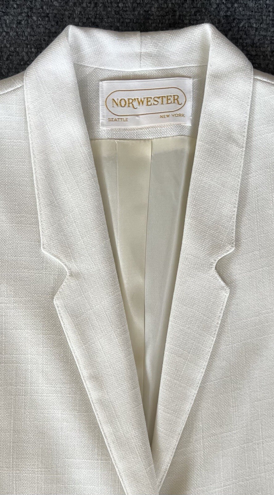 Norwester Womens VTG Blazer Cream White One Button Rayon Blend Lightweight 11/12