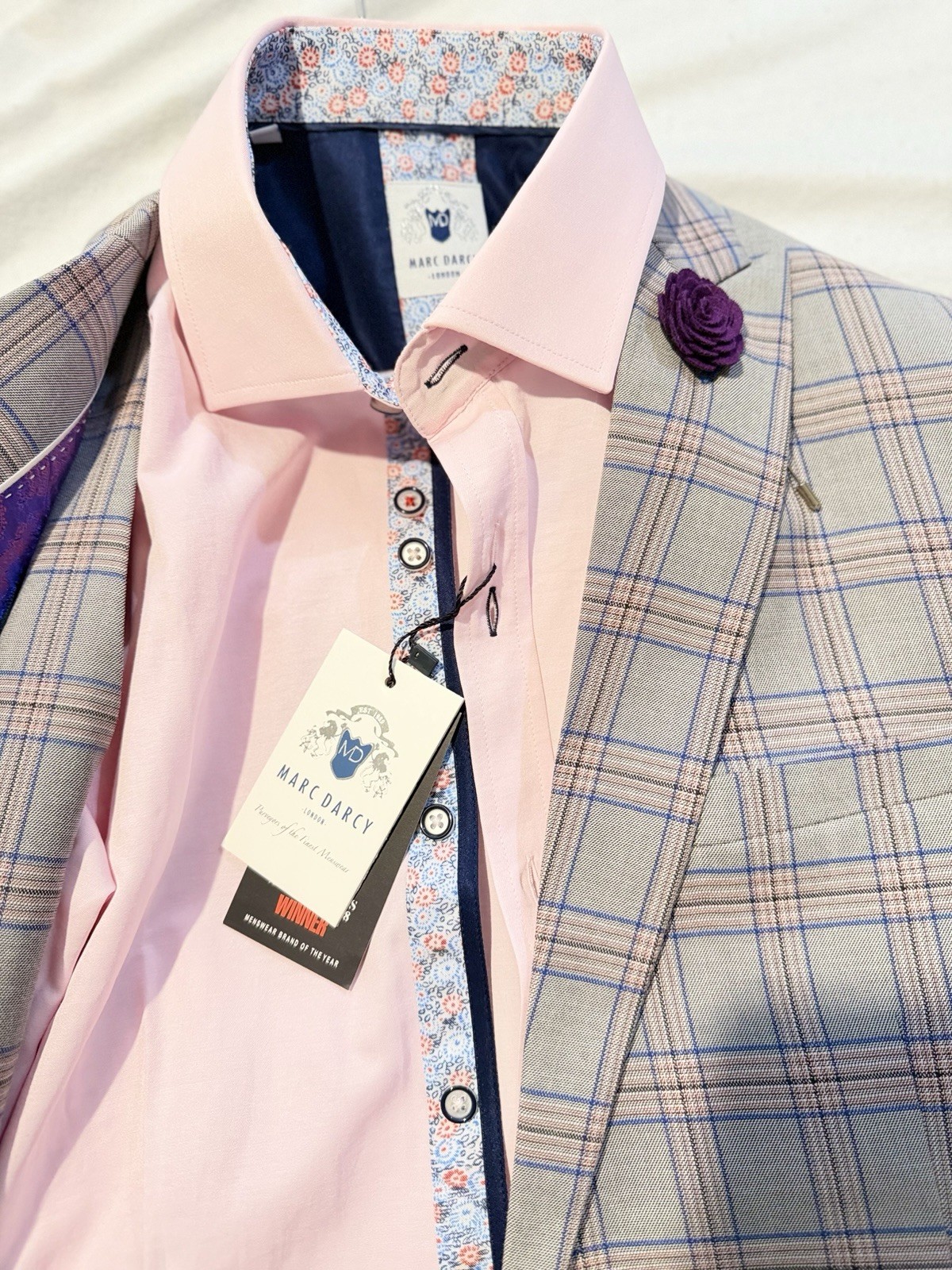 Marc Darcy Alfie Men’s Pink Dress Shirt M 16″ Neck 36/37 Sleeve Cotton