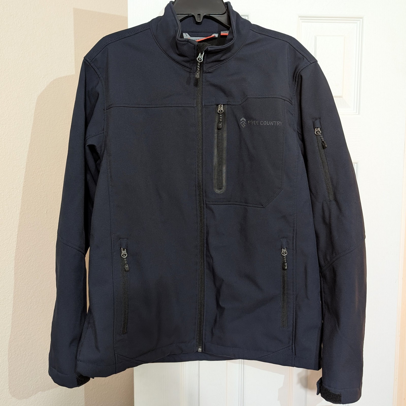 Free Country Blue Softshell Full Zip Jacket Water/Wind Resistant Men’s M Medium