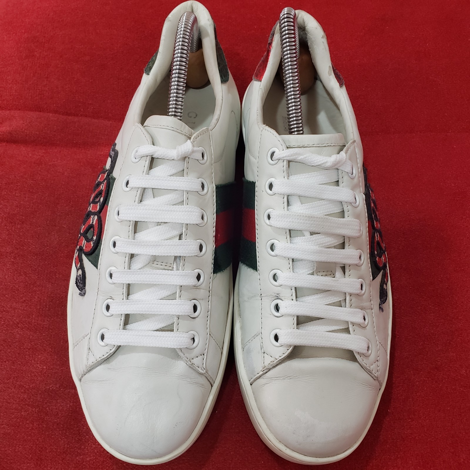 GUCCI Ace Web low sneaker snake embroidered white leather 8.5 US 41.5 EUR 456230