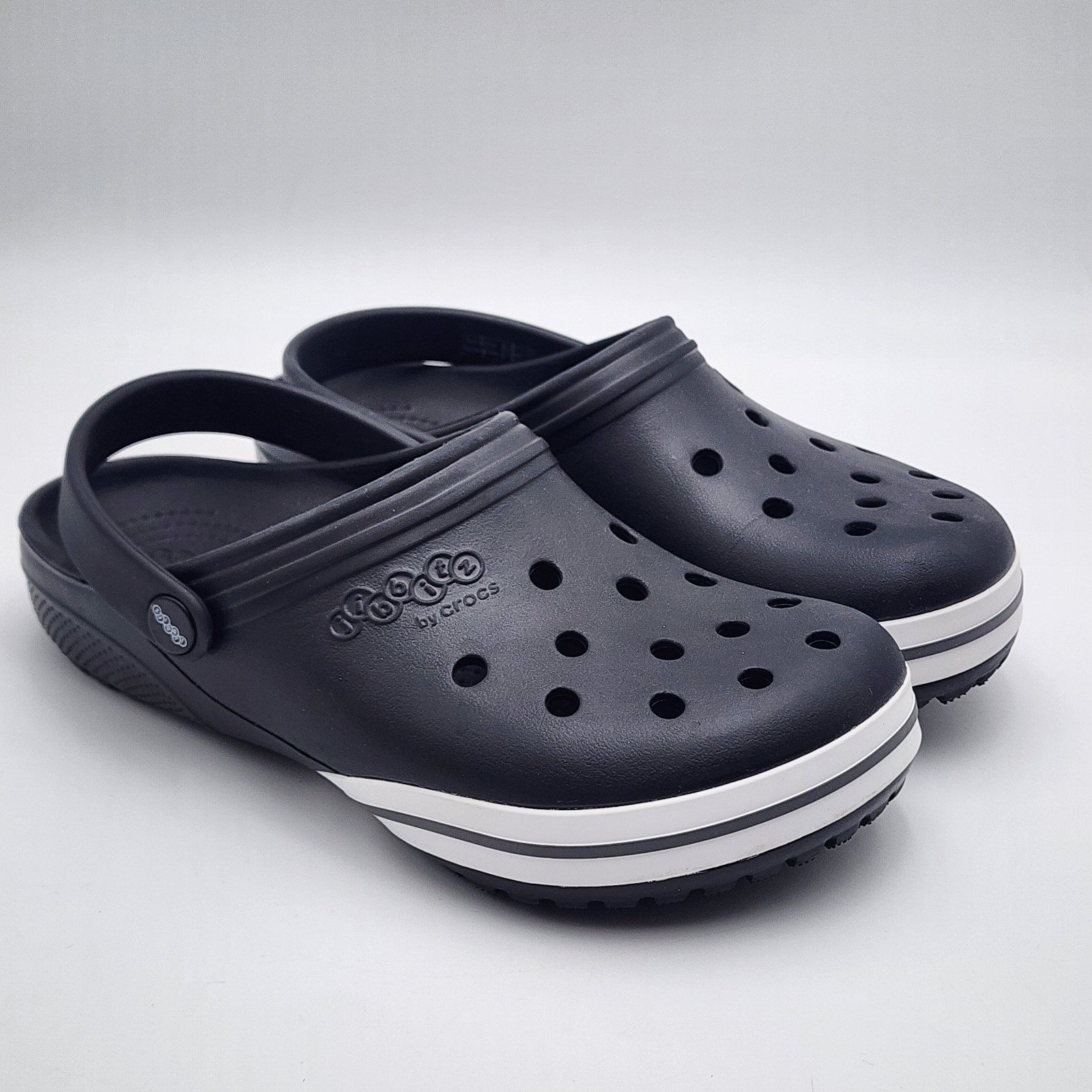 Jibbitz By Crocs Unisex Kilby Clogs Shoes Black White Slip On Perforated W 9 M 7