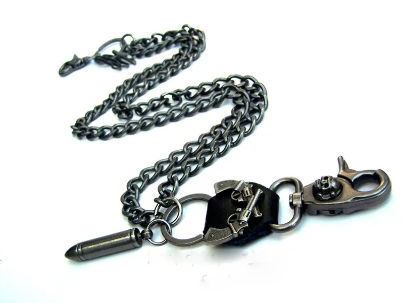 Hip hop punk horns skull metal casual wild pants chain wallet chain key chain.