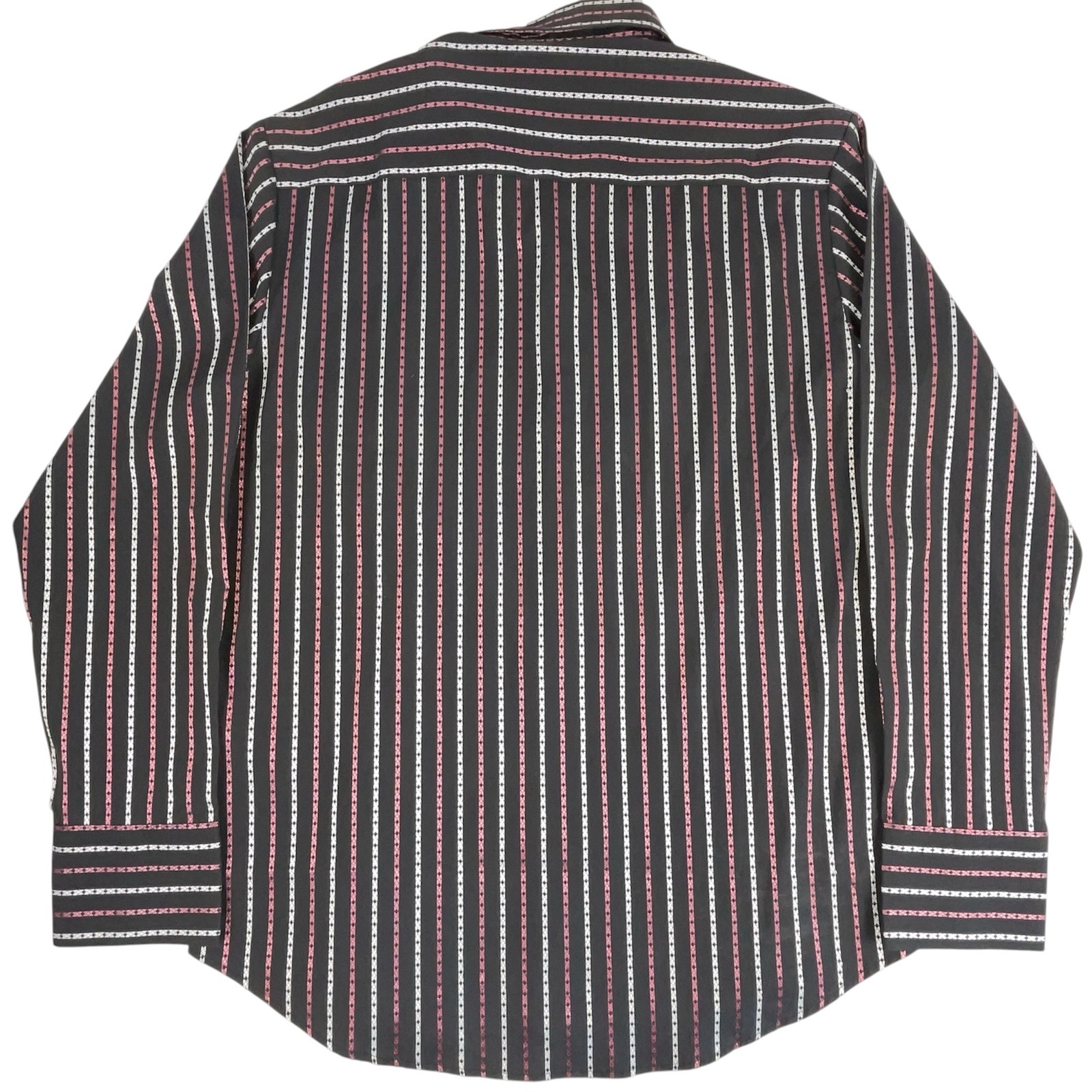 7 Diamonds Mens Black Pink Vertical Striped Button Down Dress Shirt L