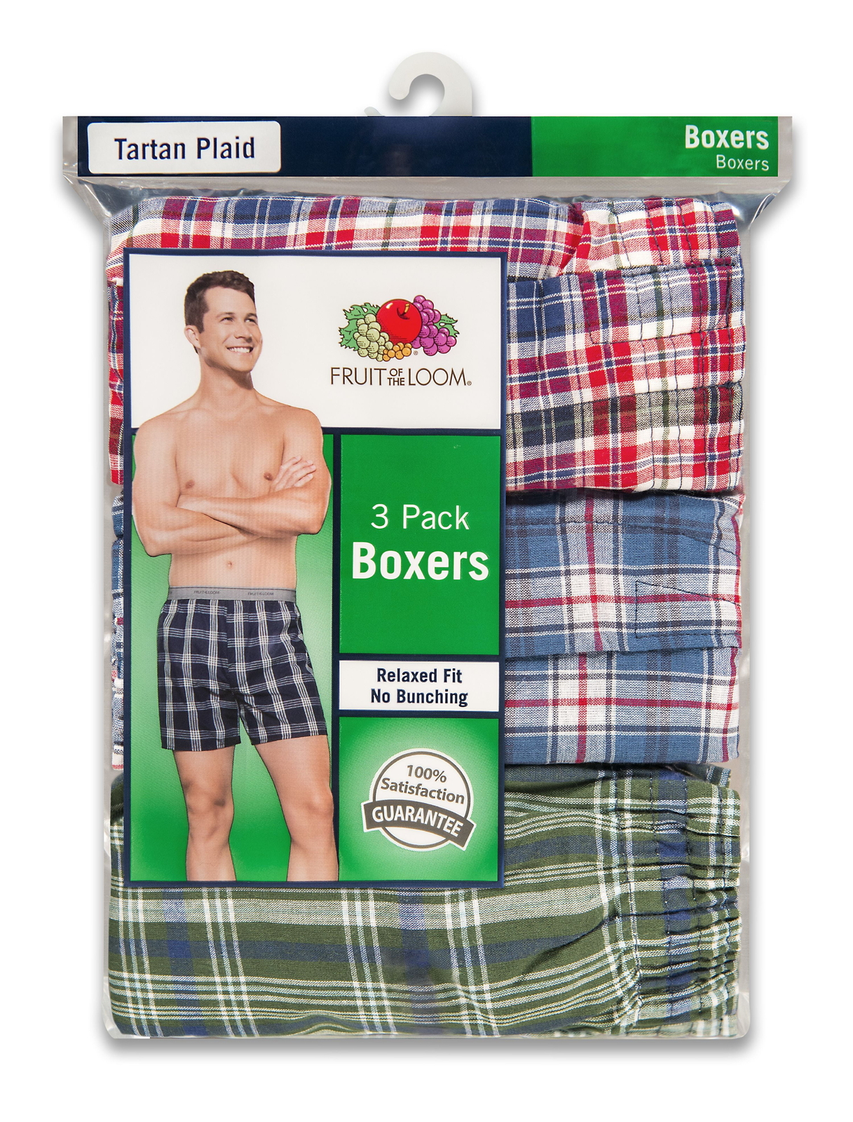 Fruit Of The Loom Men’s Assorted Tartan Plaid Boxers, 3 Pack FREE SHIPPING!