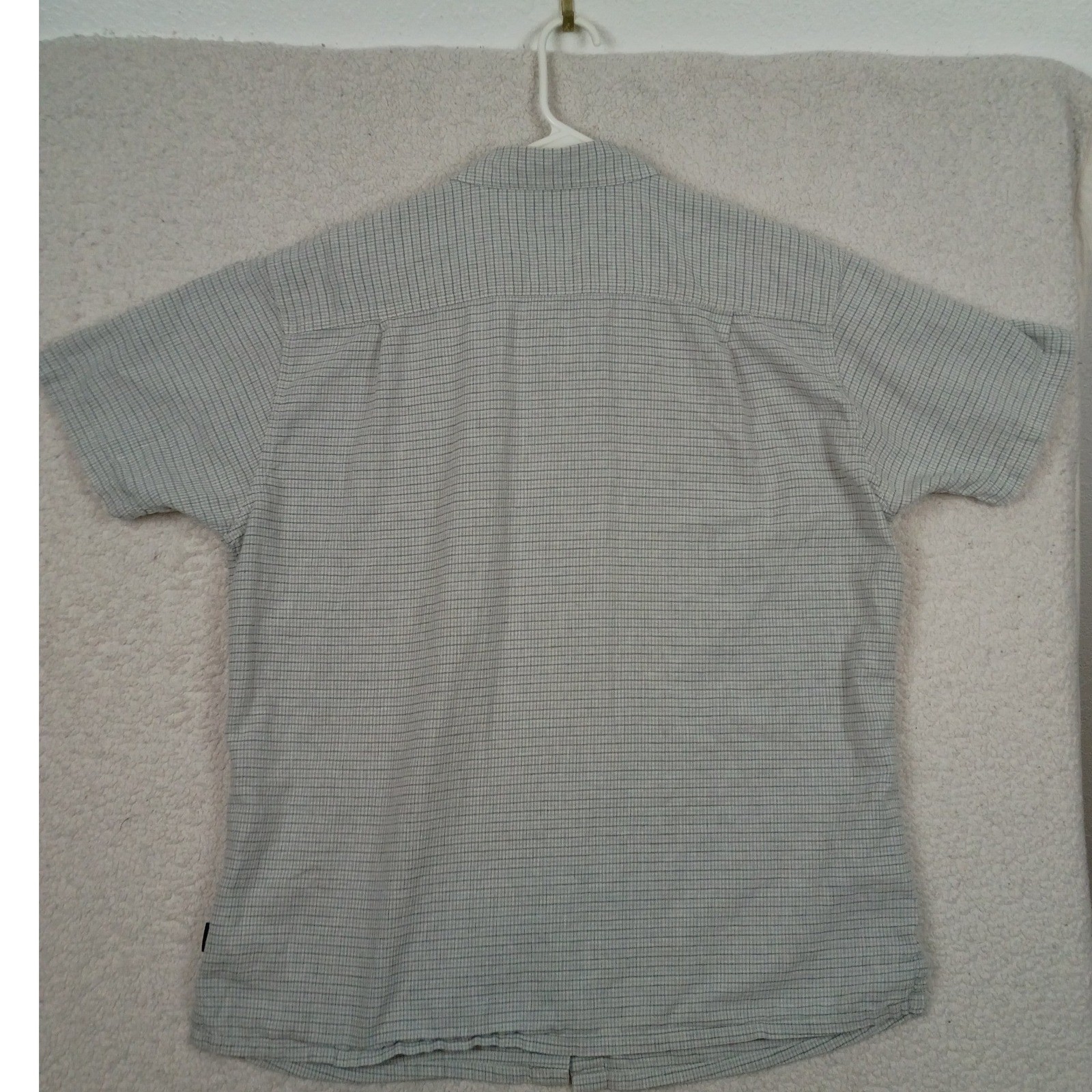 Patagonia Worn Wear Shirt Mens XL Grey Hemp Organic Cotton Grid Short Sleeve